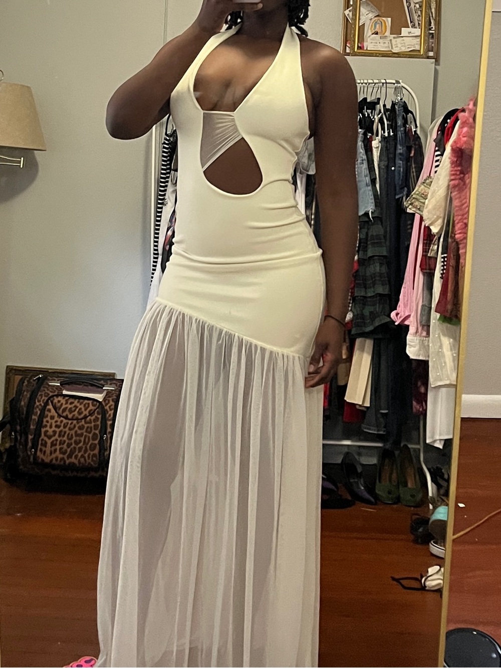 Aubree Halter Mesh Maxi Dress